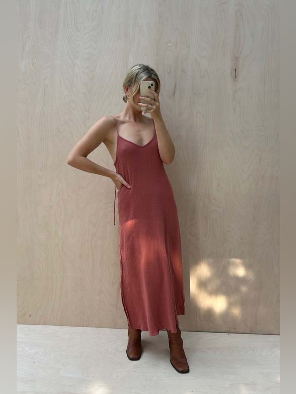 BAHHGOOSE Rose Dress in Rose Gauze Cotton Linen Size M/L VGUC